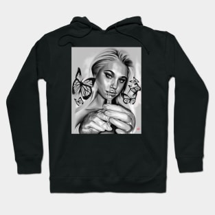 Yeb1 Art Butterflies Needle Chicano Art California Style Hoodie